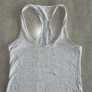 Lululemon Cool Racerback Athletic Tank Top. Heather grey/white thin stripe